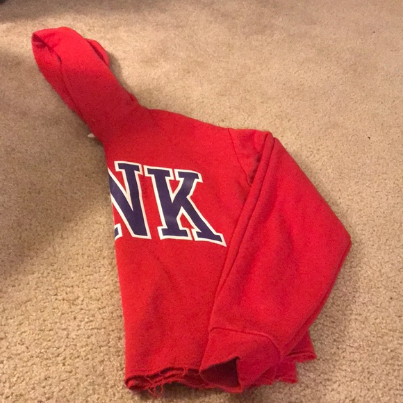 Red PINK Crop Sweatshirt - Worn Style - Picture 2 of 4